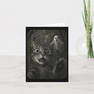 Funny Halloween Cat Selfie With Soky Cat Ghost Lov Card