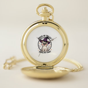 Funny Halloween Cat Shirt - Cute Trick or Treat Gi Pocket Watch