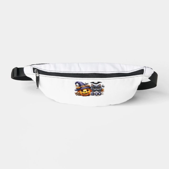 Funny Halloween Cat Sticker  Witch Hat, Pumpkin an Fanny Pack (Front)