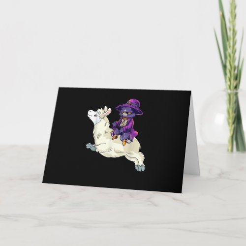 Funny Halloween Cat Witch Llama Costume Gift Card