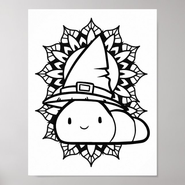 Funny Halloween Caterpillar Coloring Page Poster (Front)