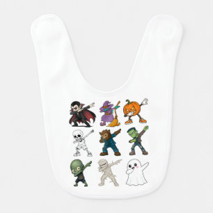 Funny Halloween Characters Dabbing Baby Bib