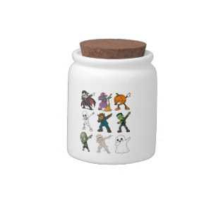 Funny Halloween Characters Dabbing Candy Jar