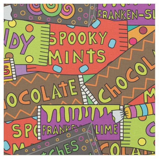 Funny Halloween Chocolate Candy Pattern Fabric
