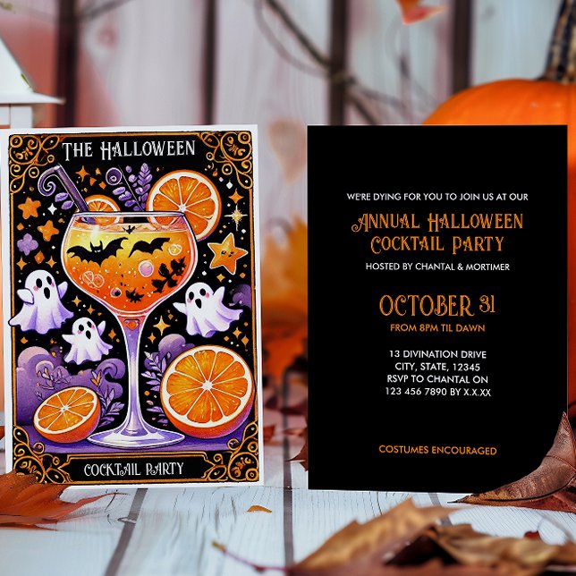 FUNNY HALLOWEEN COCKTAIL GLASS GHOST BATS  INVITATION (Creator Uploaded)