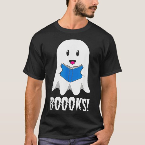 Funny Halloween Costume Book Lover Ghost  T_Shirt