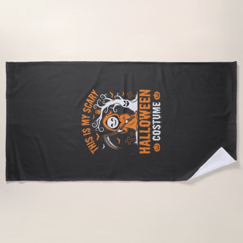 Funny Halloween Costume Grim Reaper Graveyard Desi Beach Towel
