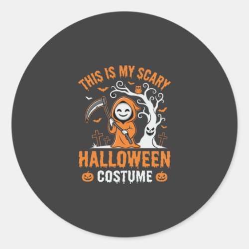 Funny Halloween Costume Grim Reaper Graveyard Desi Classic Round Sticker