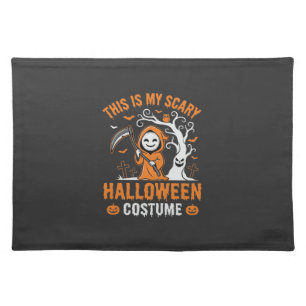 Funny Halloween Costume Grim Reaper Graveyard Desi Cloth Placemat