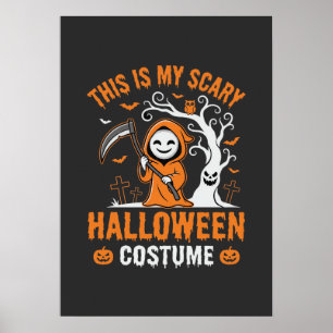 Funny Halloween Costume Grim Reaper Graveyard Desi Poster