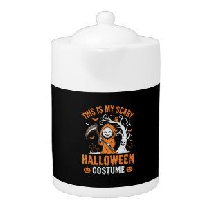 Funny Halloween Costume Grim Reaper Graveyard Desi Teapot