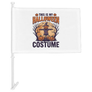 Funny Halloween Costume Pumpkin Witch Shirt Design Car Flag