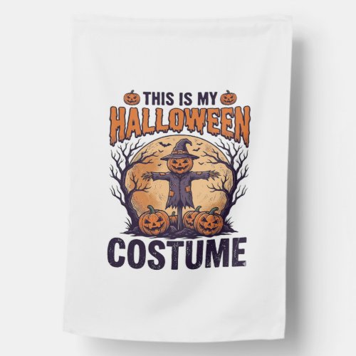 Funny Halloween Costume Pumpkin Witch Shirt Design House Flag