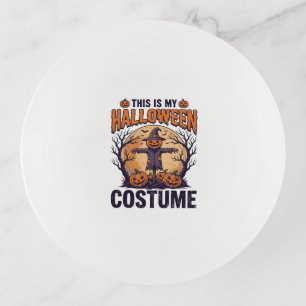 Funny Halloween Costume Pumpkin Witch Shirt Design Trinket Tray