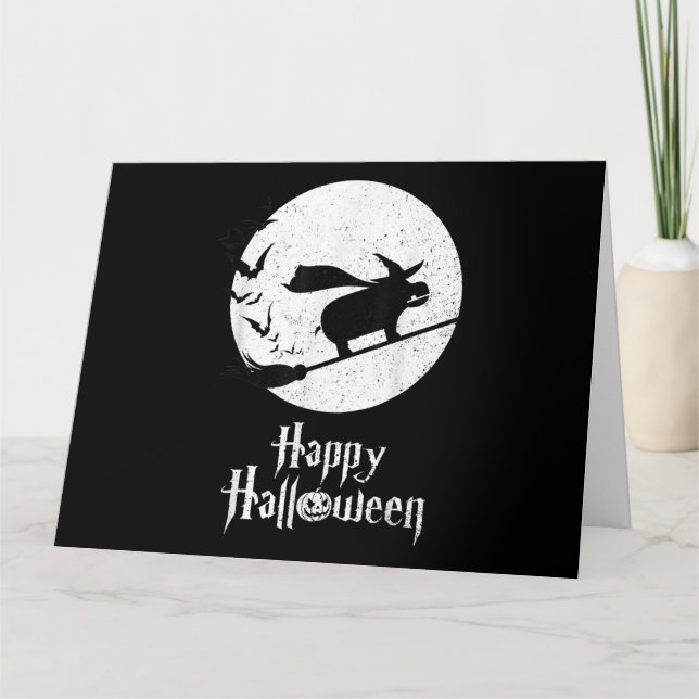 Funny Halloween Costume Witch Hippo Lover Gift Card (Front)