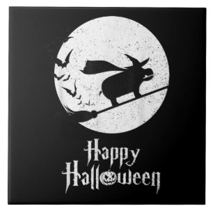 Funny Halloween Costume Witch Hippo Lover Gift Ceramic Tile