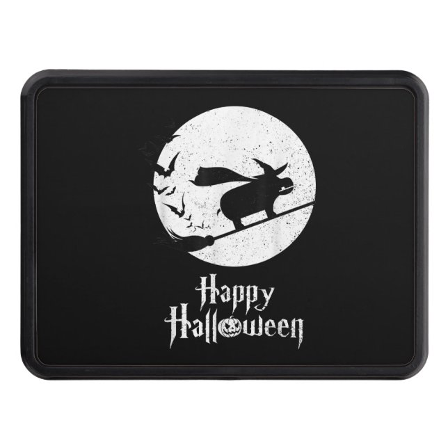 Funny Halloween Costume Witch Hippo Lover Gift Hitch Cover (Front)