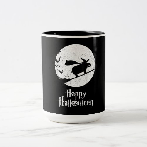 Funny Halloween Costume Witch Hippo Lover Gift Two_Tone Coffee Mug