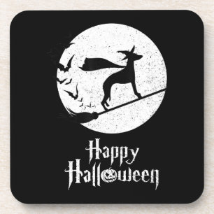 Funny Halloween Costume Witch WHIPPET Dog Lover Gi Beverage Coaster