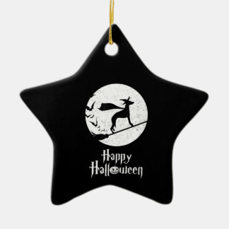 Funny Halloween Costume Witch WHIPPET Dog Lover Gi Ceramic Ornament