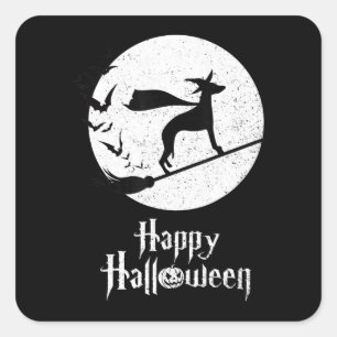 Funny Halloween Costume Witch WHIPPET Dog Lover Gi Square Sticker