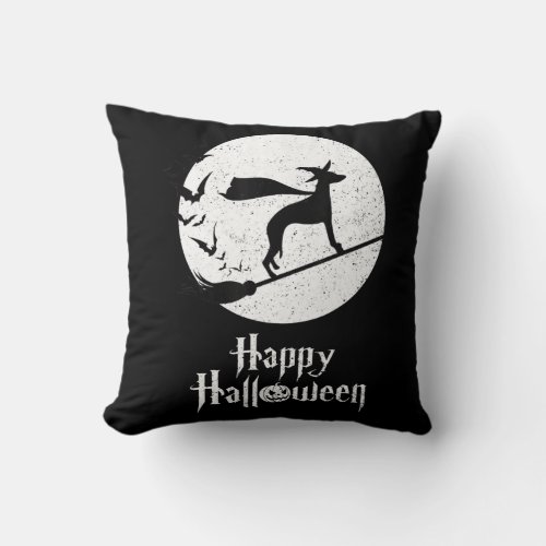 Funny Halloween Costume Witch WHIPPET Dog Lover Gi Throw Pillow