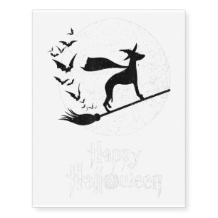 Funny Halloween Costume Witch WHIPPET Dog Lover Temporary Tattoos