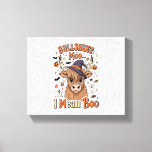 Funny Halloween Cow Bullsheet I Mean Canvas Print