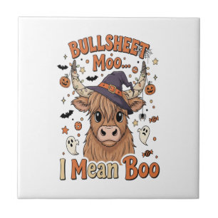 Funny Halloween Cow Bullsheet I Mean Ceramic Tile