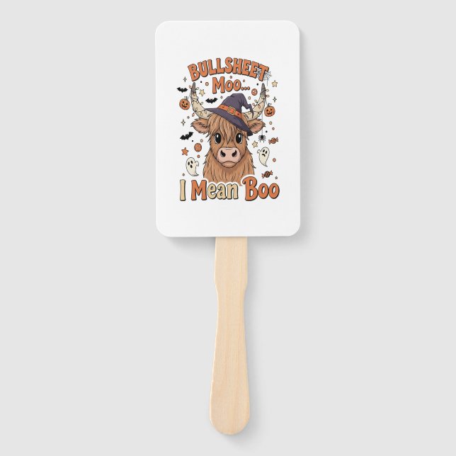 Funny Halloween Cow Bullsheet I Mean Hand Fan (Front)