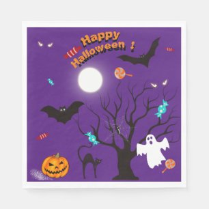 Funny Halloween creatures and candies Napkins