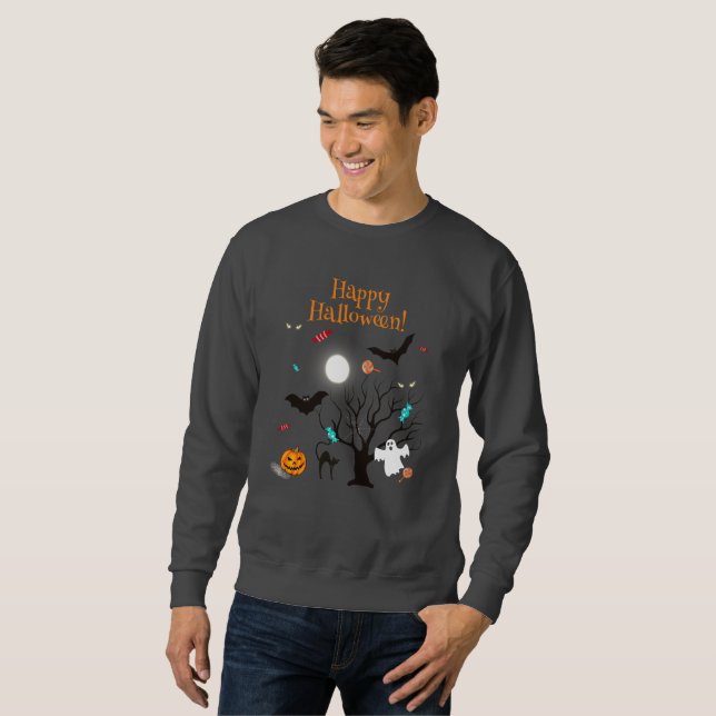 Funny Halloween creatures and candies Sweatshirt (Front Full)
