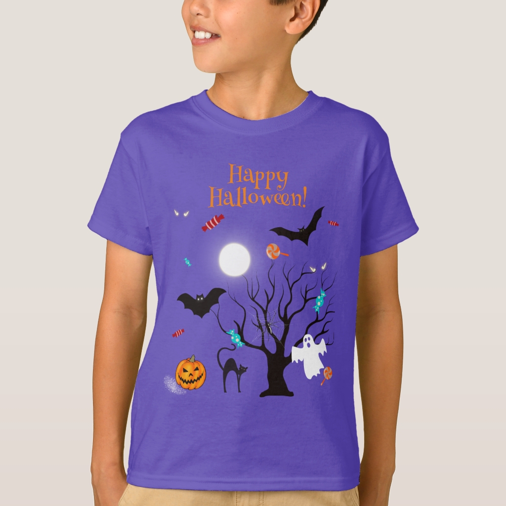 Funny Halloween creatures and candies