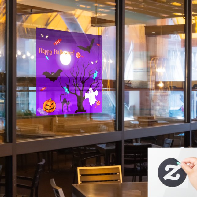 Funny Halloween creatures and candies Window Cling (Restaurant Window)