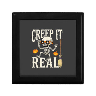 Funny Halloween Creep It Real Dancing Skeleton Des Gift Box