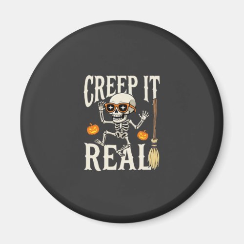 Funny Halloween Creep It Real Dancing Skeleton Des Magnet
