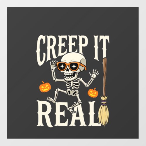 Funny Halloween Creep It Real Dancing Skeleton Des Window Cling