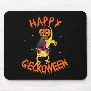 Funny Halloween Cute Crested Eyelash Gecko Pumpkin Mouse Pad