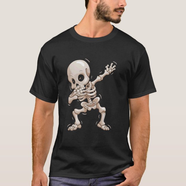 Funny Halloween Dabbing Skeleton Skull Dab Dance C T-Shirt (Front)