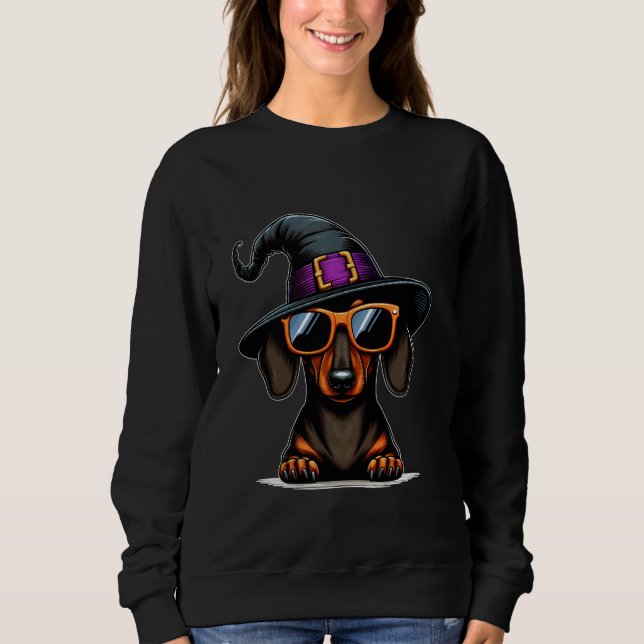 Funny Halloween Dachshund Cute Wiener Dog Puppy Sweatshirt (Front)
