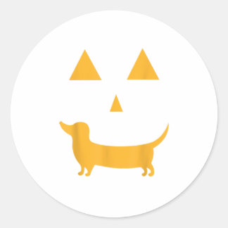 funny Halloween dachshund pumpkin face cool Classic Round Sticker
