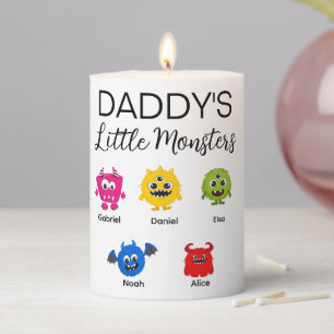 Funny Halloween Daddy's Little Monster Pillar Candle