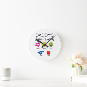Funny Halloween Daddy's Little Monster Round Clock