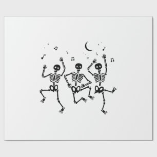 Funny Halloween Dancing Skeletons Happy Halloween Wrapping Paper