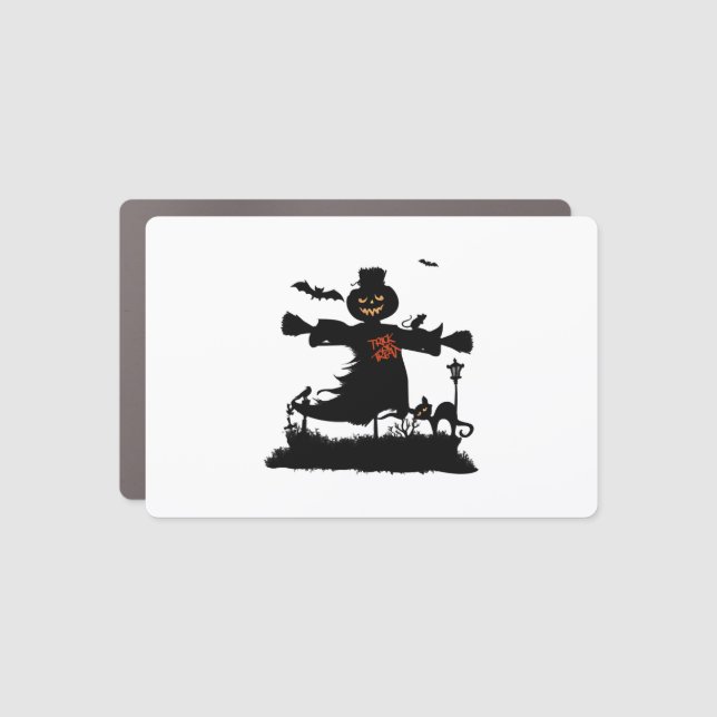Funny halloween design with scarecrow car magnet (Front)
