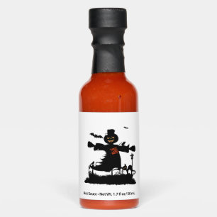 Funny halloween design with scarecrow hot sauces