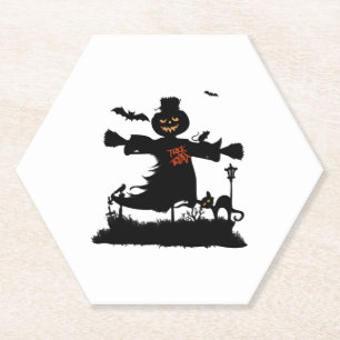 Funny halloween design with scarecrow paper coaster