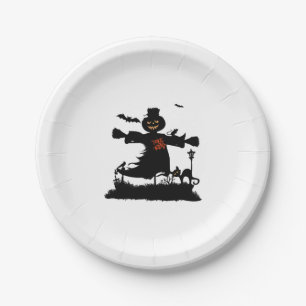 Funny halloween design with scarecrow paper plates