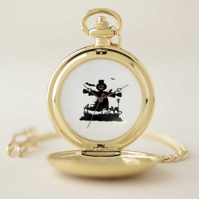 Funny halloween design with scarecrow pocket watch (Inside)