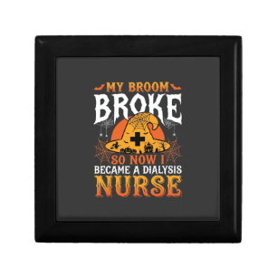 Funny Halloween Dialysis Nurse Witch Broom Design Gift Box